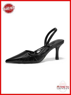 Coutgo Womens Slingback Kitten Heels Closed Pointed Toe Pumps D'Orsay Wedding